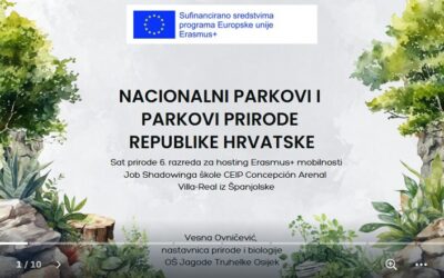 Nacionalni parkovi i parkovi prirode Republike Hrvatske – sat prirode 6. razreda za hosting Erasmus+ mobilnosti Job Shadowinga škole CEIP Concepción Arenal Villa-Real iz Španjolske